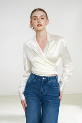 April Acetate Wrap Top